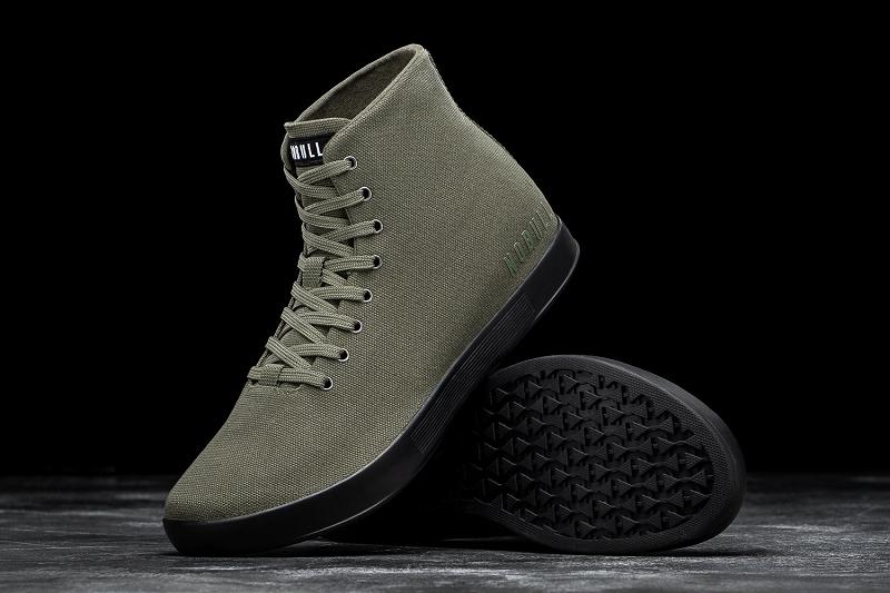 Men's Nobull High-Top Ivy Canvas Trainers Olive | SG D2338F